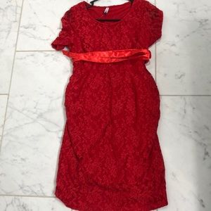 NWOT Red Lace Maternity Dress size M